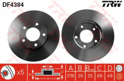 Disc frana MAZDA 5 (CW) (2010 - 2016) TRW DF4384 foto