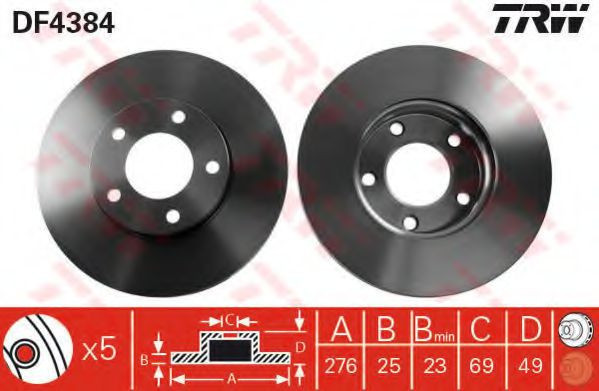 Disc frana MAZDA 5 (CW) (2010 - 2016) TRW DF4384