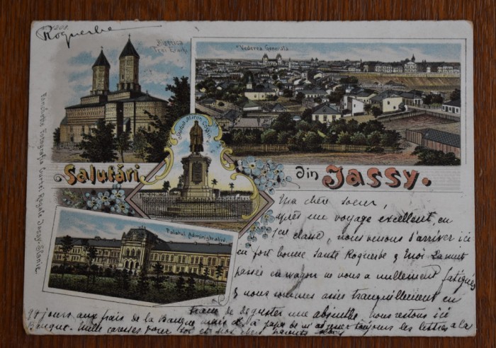 CP Iasi litografie Jasi Jassy 1899 Palatul Administrativ, Biserica Trei Ierarhi