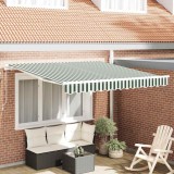 Marchiză Manuală Retractabilă Verzi și Albe 350x250 cm