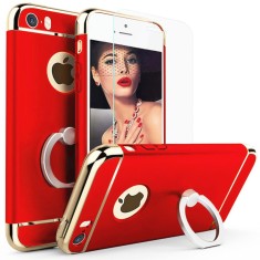 Husa telefon Iphone 6 Plus / 6S Plus offera protectie 360&deg; 3in1 Ultrasubtire - Red S Matte Ring + Folie