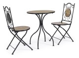 Cumpara ieftin Set mobilier gradina otel negru ceramica maro Kansas 38x38x92h ; &oslash;60x75h