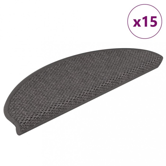 vidaXL Covorașe autoadezive scări, 15 buc., argintiu, 65x21x4cm, sisal