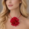 Colier Elegant de Seara Floare Rosie Stil Elegance Bijuterii Dama