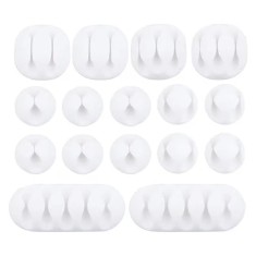 Set 16 cleme pentru organizare cabluri, marimi diferite, plastic, alb