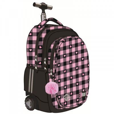 Ghiozdan Troler ST.Right, colectia Pink Checkered, TB01, roti silicon, 44x32x25 cm foto