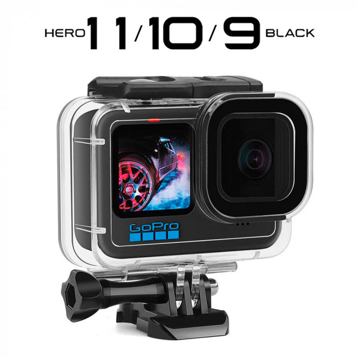 Carcasa subacvatica waterproof camera video GoPro Hero 9 10 11 12, filtru rosu