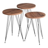 Cumpara ieftin Set de 3 buc mese laterale Wakmi melamina naturala metal negru 33x33x55 cm