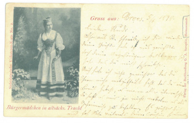 1579 - ORASTIE, Ethnic woman, Litho, Romania - old postcard - used - 1898 foto