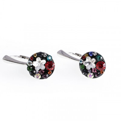 Cercei AG.925 ,Swarovski Multicolor cu Floare foto