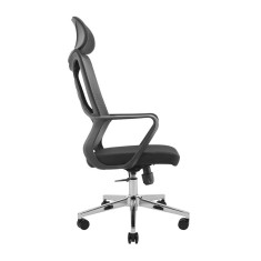 Scaun de birou ergonomic Monero, RONDI, cu spatar din plasa+textil, suport lombar, mecanism M1(Tilt), negru