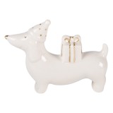 Cumpara ieftin Figurina Catelus portelan alb auriu 8x2x5 cm