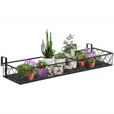 Jardiniera de Exterior Outsunny cu Carlige pentru Balustrada, Suport Ghivece pentru Balcon si Terasa din Metal, 100x31x12cm, Negru