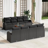 vidaXL Set Canapele Grădină 9 pcs Negru mare Ratan poli, Metal