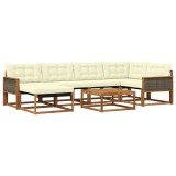 vidaXL Set de canapele de exterior cu pernă 7 pcs Natural și Crem 3381546
