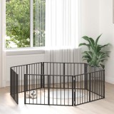 vidaXL Poartă pentru c&acirc;ini 6 pcs Negru 100 x 60 cm Oțel Galvanizat 891998