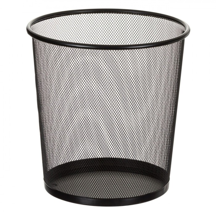Coș de Gunoi Birou, Metalic, Capacitate 13L, Negru, Dimensiuni 26x28cm