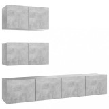 vidaXL Set dulapuri TV, 4 piese, gri beton, PAL