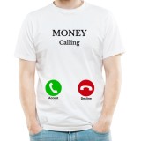 Tricou Money Calling, alb, marimea M