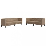 Set canapele Chesterfield cu 2 locuri, cappuccino, piele eco.