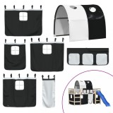 Cumpara ieftin Perdele pentru pat etajat cu tunel, alb si negru, poliester