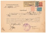 Romania 1946 certificat de nationalitate cu timbre fiscale locale Cluj de 1000 lei &amp; 2000 / 100 lei