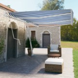 Copertina retractabila vidaXL, 600x350 cm, albastru/alb, automata, protectie UV si apa, gradina/terasa