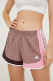 Adidas Performance pantaloni scurți de alergare Marathon 20 femei, culoarea violet, modelator, medium waist