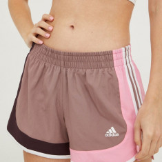 adidas Performance pantaloni scurți de alergare Marathon 20 femei, culoarea violet, modelator, medium waist