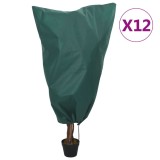 VidaXL Protecții fleece pentru plante, cu șnur, 12 buc 70 g/m&sup2; 0,8x1 m