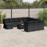 Cumpara ieftin Gossi set mobilier de gradina cu perne, 13 piese, negru, poliratan