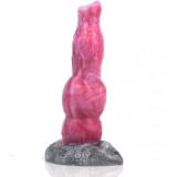 Dildo Savage Dog, Silicon Lichid, Roz/Gri, 21.5 cm
