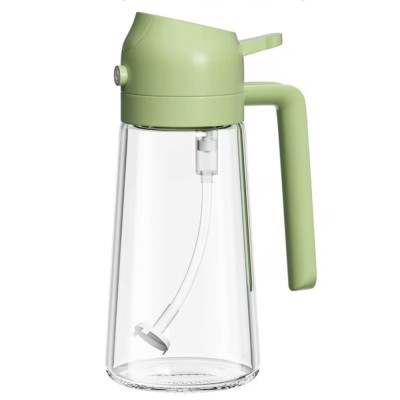 Recipient Pufo Splash din sticla pentru ulei si otet cu pulverizator, 420 ml, verde foto