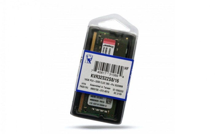 Memorie Kingston, 16GB, DDR4, 3200Mhz, Non-ECC, Sodimm, 1.2V, CL22, 260pini, KVR32S22S8/16