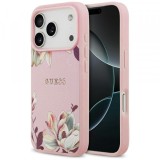 Husa MagSafe pentru Apple iPhone 17 Pro, Guess, Grained Flowers, Roz
