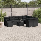 Cumpara ieftin Gossi set canapele de gradina cu perne, 11 piese, negru, poliratan