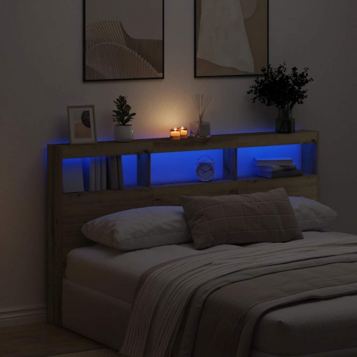 Gossi dulap pentru tablie cu led stejar artisan 180x17x102 cm