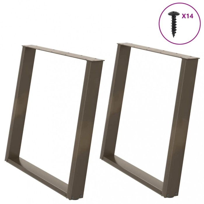 vidaXL Picioare de masă &icirc;n formă de U, 2 buc., oțel natural, 90x(72-73) cm