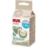 Suzeta de silicon NUK For Nature, verde, 6-18 luni, 2 buc