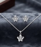 Cumpara ieftin Set din Argint 925 , zSilver Jasmine Bloom, - Colier E i Cercei Tip Floare cu Zirconiu