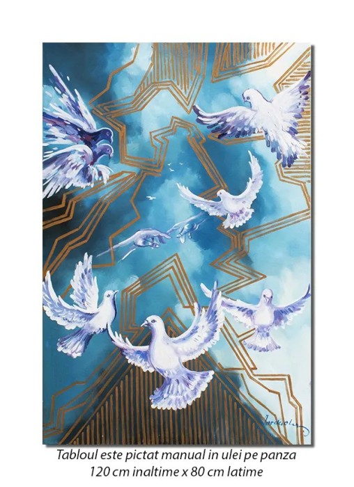 Tablou pictat manual LA COMANDA, Maini creatoare, 120x90cm pictura ulei pe panza