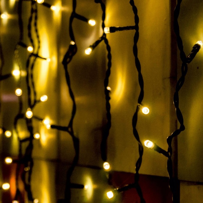 Perdea de lumini, 204 LED, alb cald, pt exterior, cu legare in serie