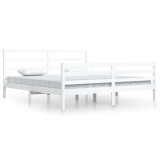 Cumpara ieftin Cadru de pat, alb, 200x200 cm, lemn masiv de pin
