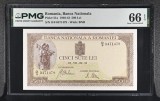 500 lei 1941 orizontal PMG66 unc bancnota gradata
