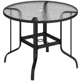 Outsunny Masă Rotundă de Grădină pentru Maxim 4 Persoane cu Gaură pentru Umbrelă, &Oslash;96,5x71 cm, Negru | Aosom Romania