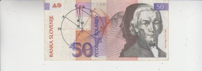 M1 - Bancnota foarte veche - Slovenia - 50 tolari - 1992 foto