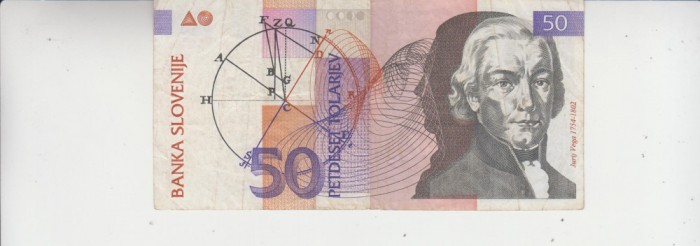 M1 - Bancnota foarte veche - Slovenia - 50 tolari - 1992