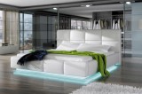 Pat ASTI 160, piele ecologica - cu iluminare led, somiera metalica, pistoane pe gaz si lada depozitare