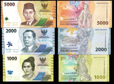 Bancnota Indonezia 1.000, 2.000 si 5.000 Rupii 2022 - PNew UNC ( set x3 ) foto