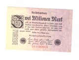 Bancnota Germania 2000000 mark 9 august 1923, seria cu 6 cifre, unifata, stare foarte buna